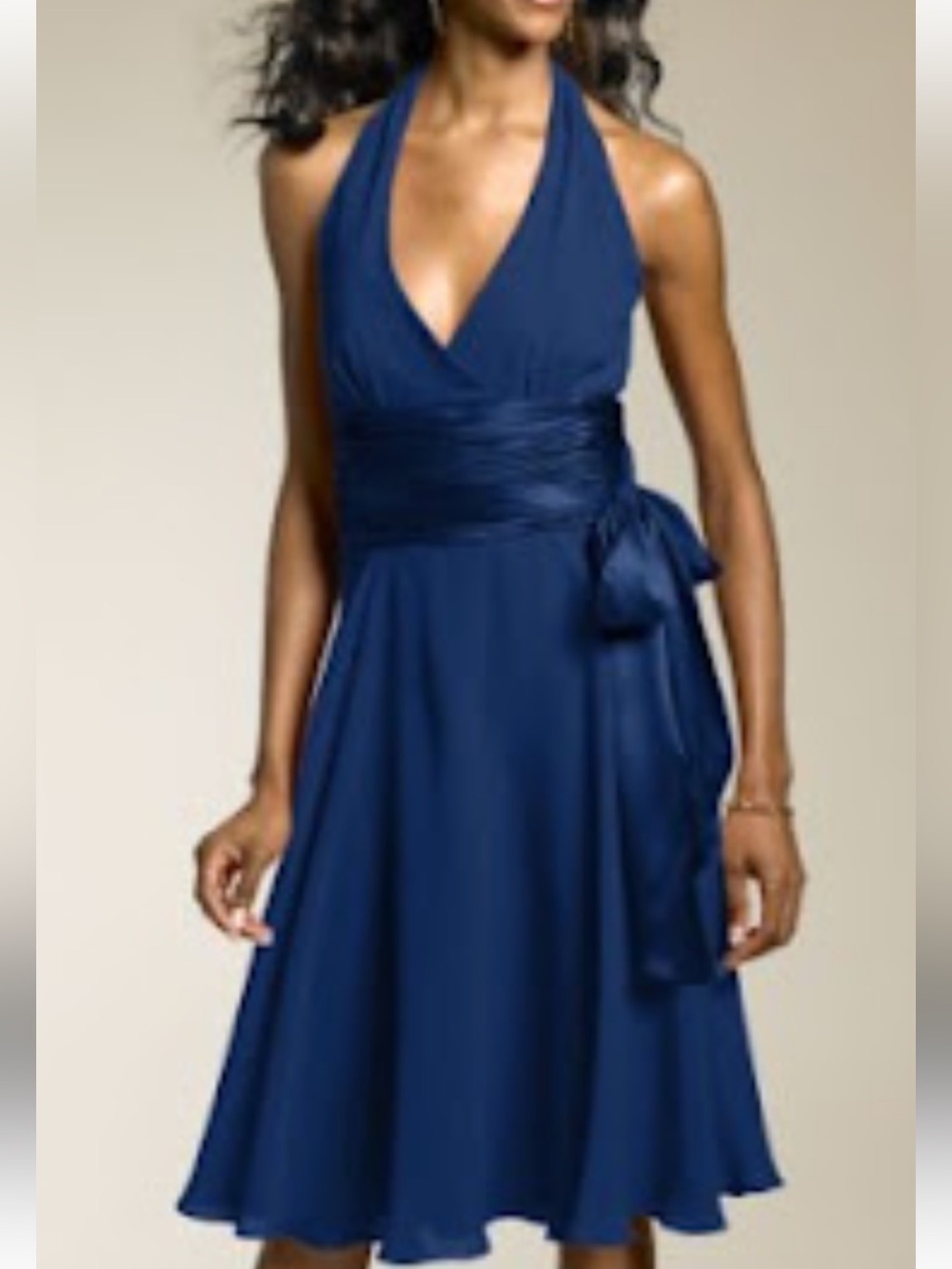 Maggie London Elegant Halter Fit & Flare Dress - Blue